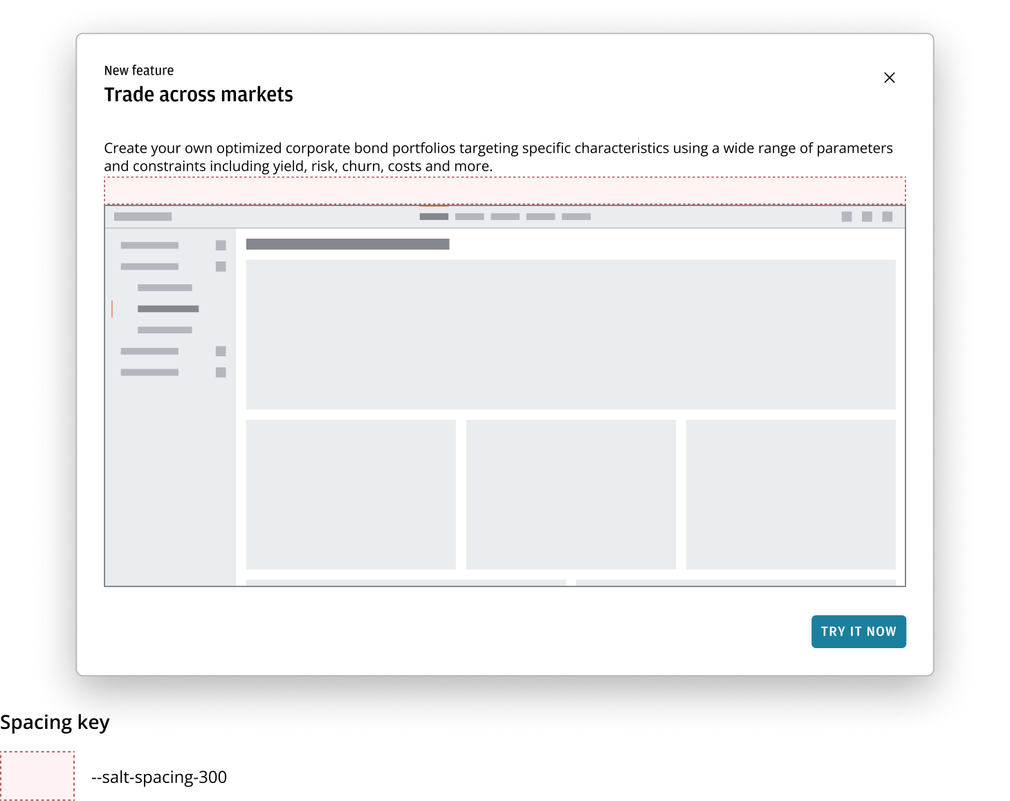 Announcement dialog with a stacking full image and content area